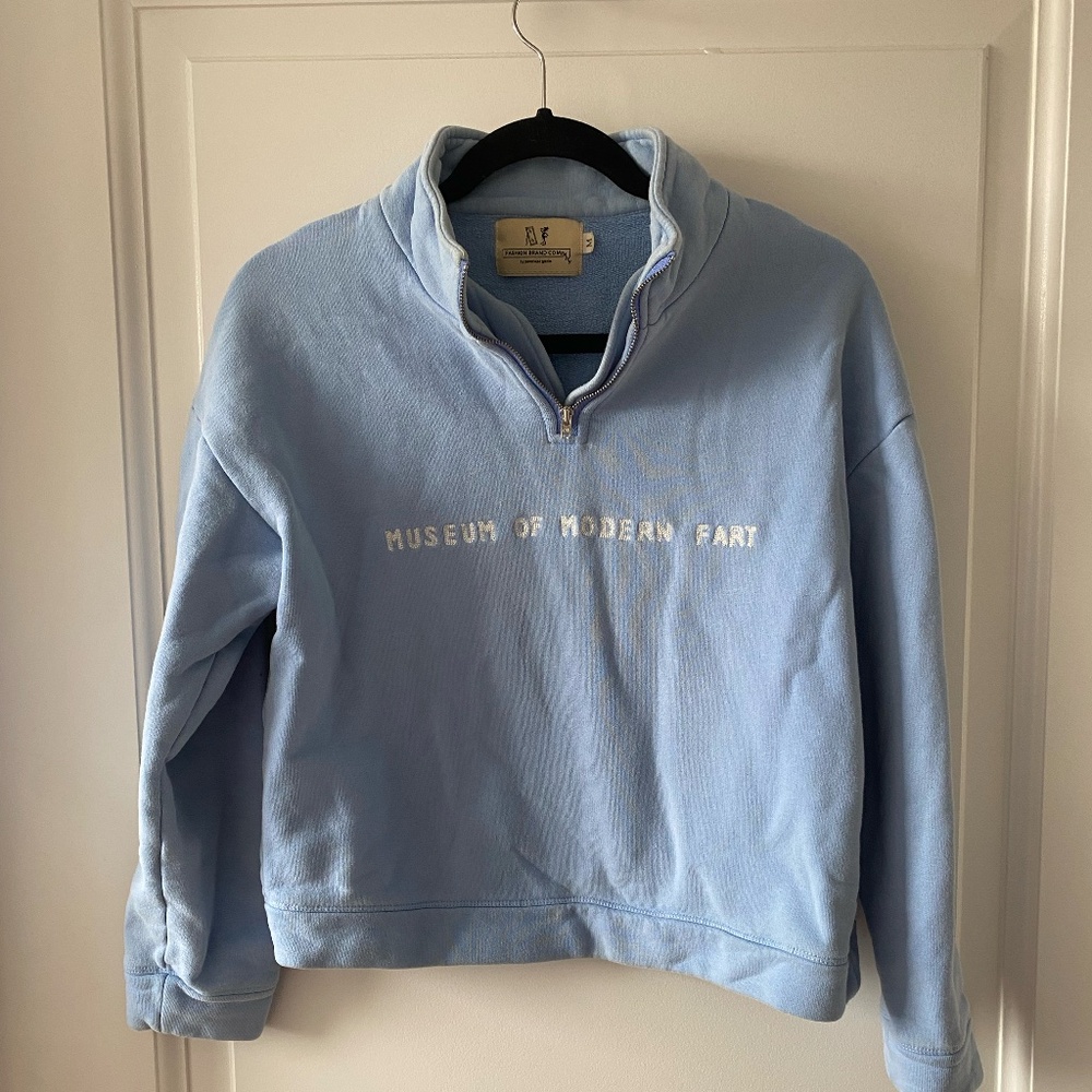Fashion Brand Company MUSEUM OF MODERN FART powder blue quarter zip